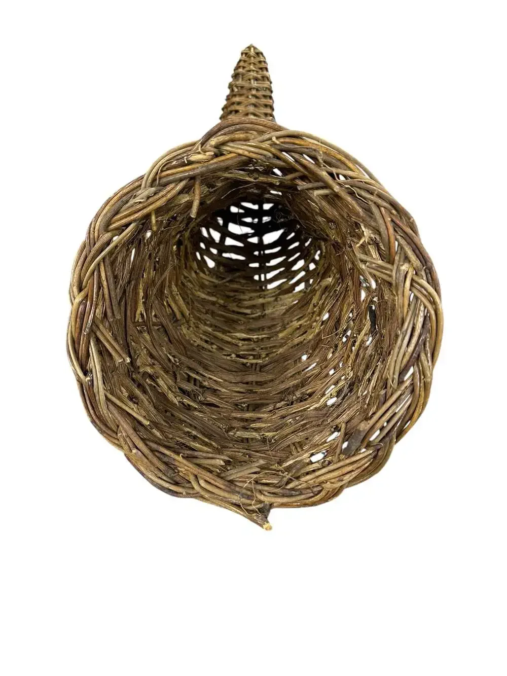 Rustic Natural Twig and Metal Woven Cornucopia Basket Fall Thanksgiving Centerpi